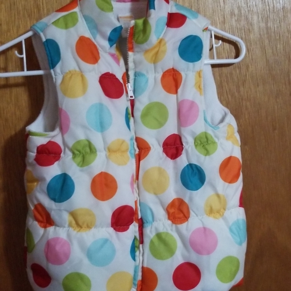 Bright polka dot puffer vest
